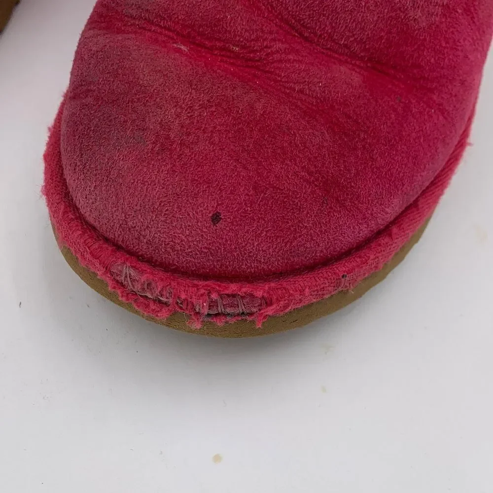 UGG bright pink double Bailey Bow girls size 2 with added gemstone mermaid